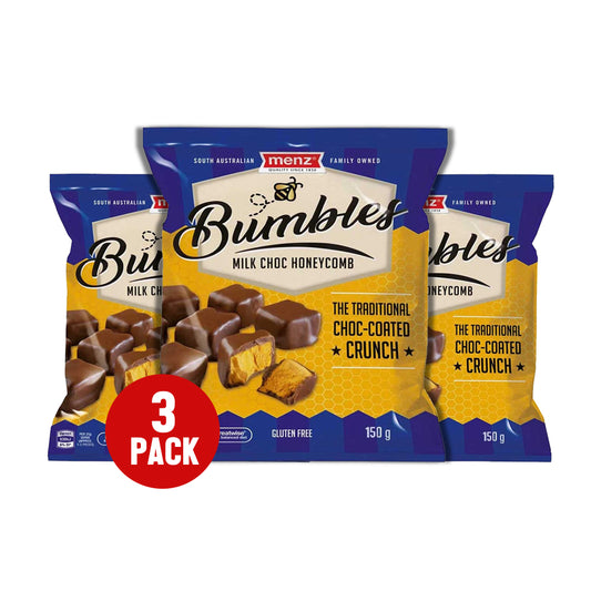 Menz Bumbles Milk Choc Honeycomb 150g x 3