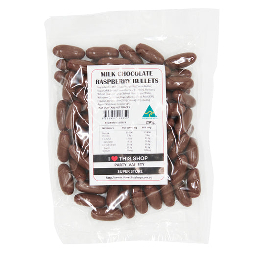 Milk Chocolate Raspberry Bullets 250g