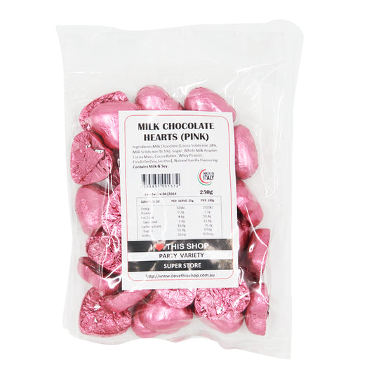 Pink Milk Chocolate Hearts 250g