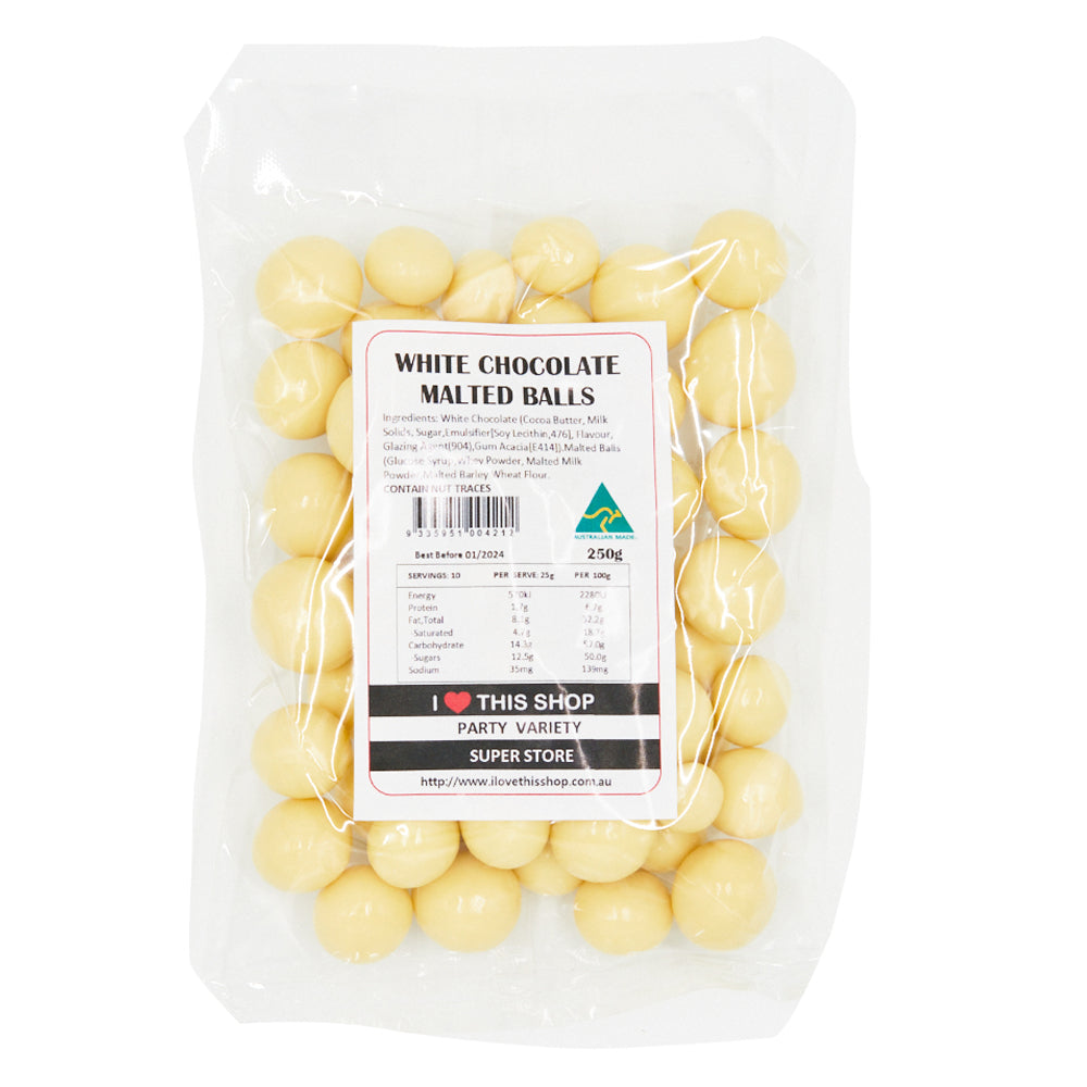 White Chocolate Malted Balls 250g