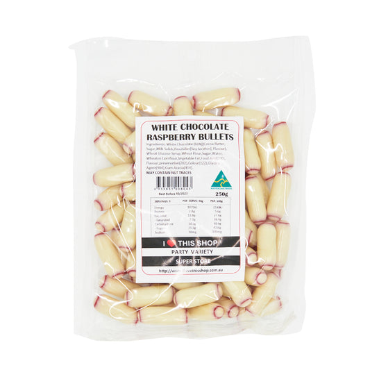 White Chocolate Raspberry Bullets 250g