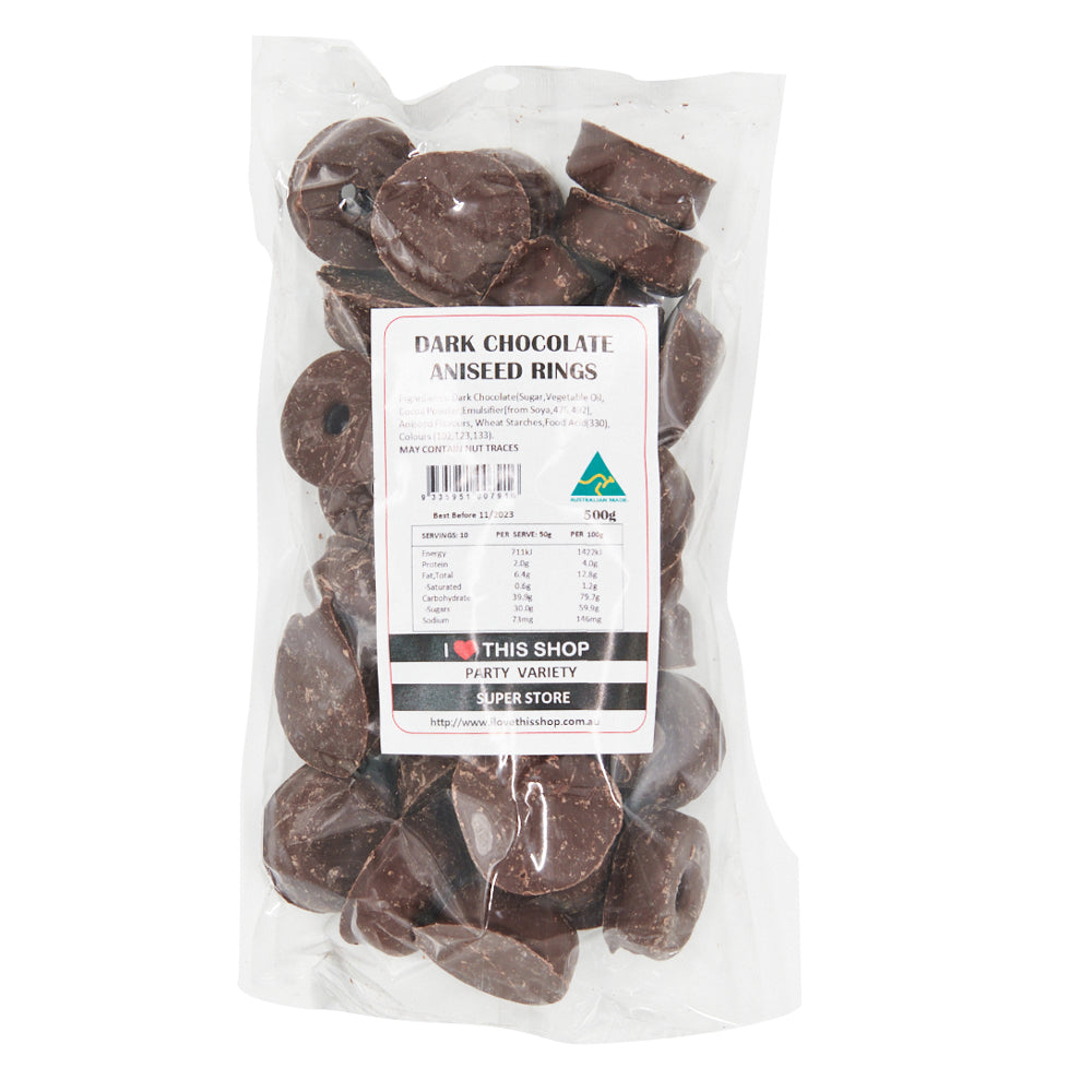 Dark Chocolate Aniseed Rings 500g