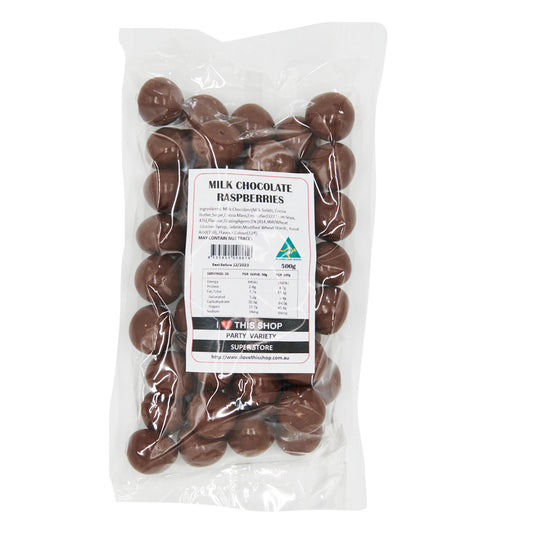 Milk Chocolate Raspberries 500g