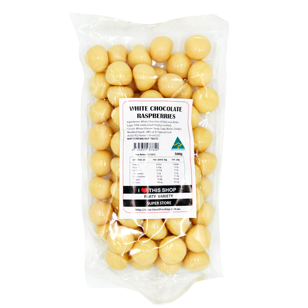 White Chocolate Raspberries 500g