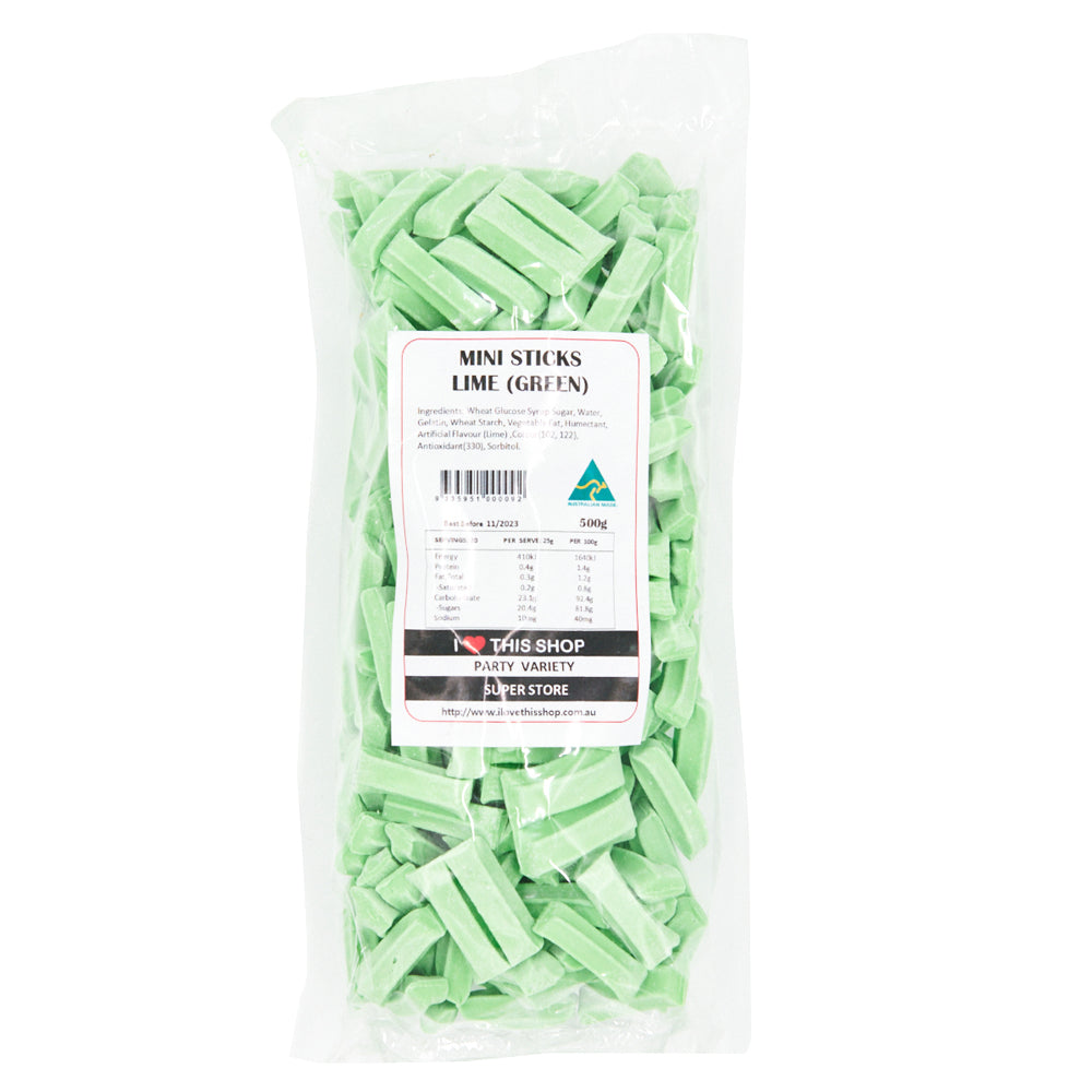 Lime Mini Fruit Sticks 500g