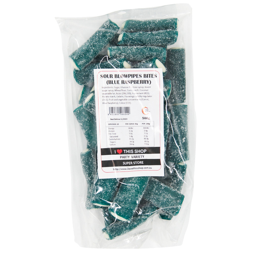 Sour Blowpipes Bites Blueberry & Raspberry 500g