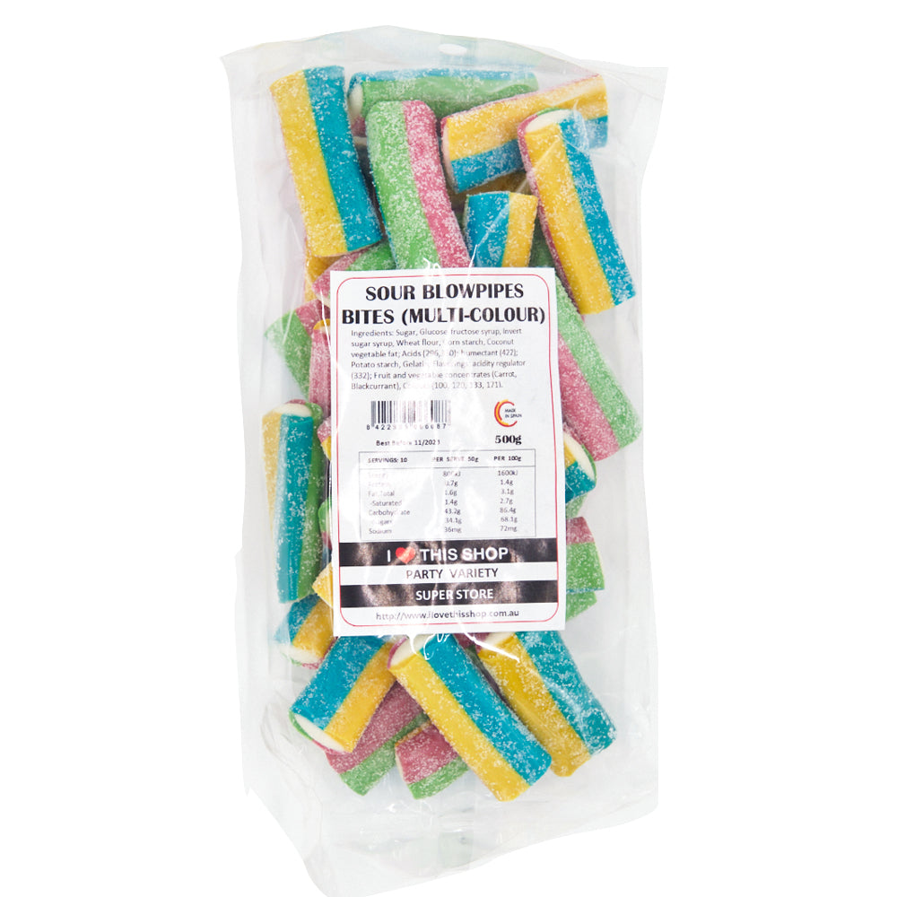 Sour Blowpipes Bites Rainbow 500g