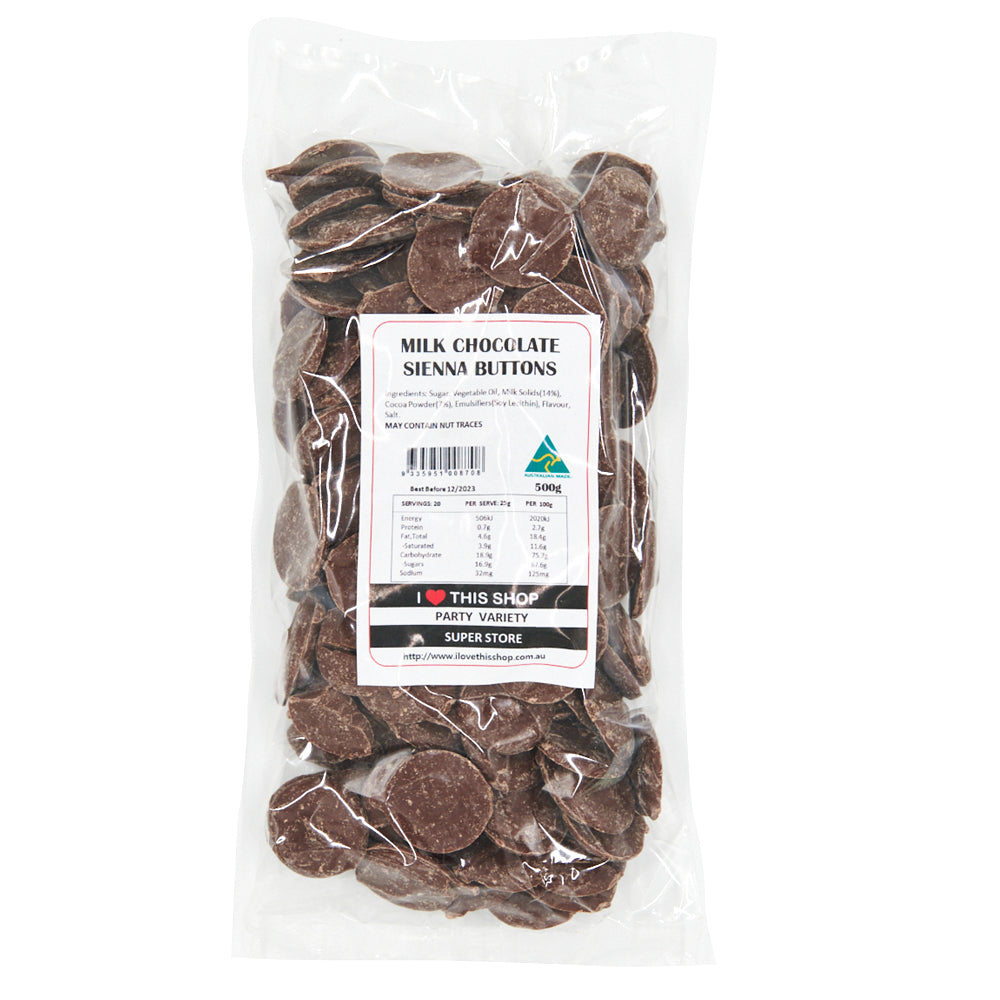 Milk Chocolate Sienna Buttons 500