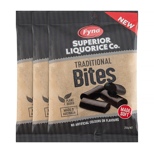 Fyna Superior Licorice - Traditonal Bites 250g x3