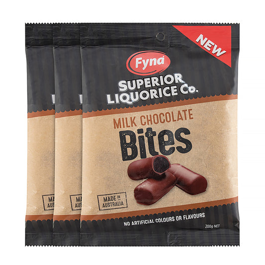 Fyna Superior Licorice - Milk Chocolate Bites 200g x3