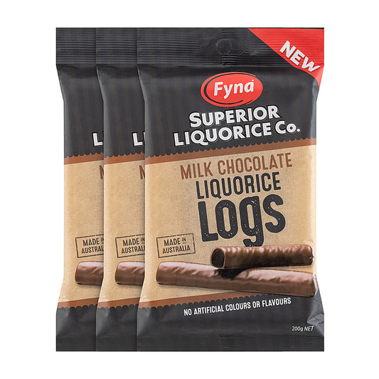 Fyna Superior Licorice - Milk Chocolate Logs 200g x 3