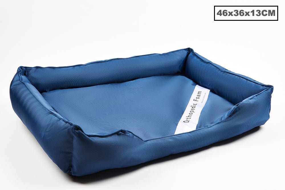 Oxford Orthopedic Walled Super Comfy Dog Bed Navy Blue Small 46x36x13cm